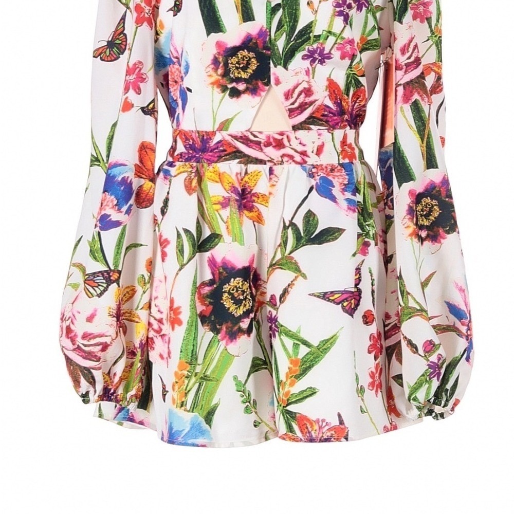 LDT Floral Butterfly Romper Size 0 Cutout Cottagecore Garden Party Romantic - Picture 4 of 11